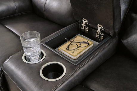 Mountainous Eclipse reclining sofa in black leather