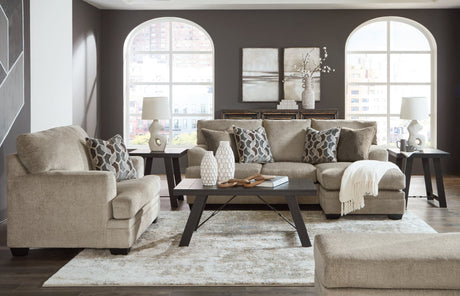 Stonemeade taupe sofa chaise set front view