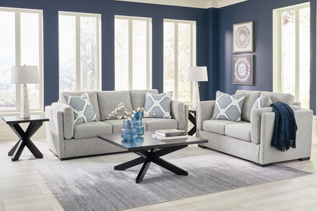 Main view of Evansley Pewter Sofa and Loveseat set