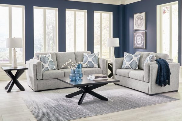 Main view of Evansley Pewter Sofa and Loveseat set