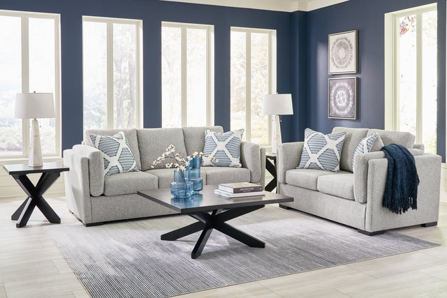 Main view of Evansley Pewter Sofa and Loveseat set