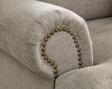Galemore Quarry Chair and Ottoman set in Quarry fabric showing front angle