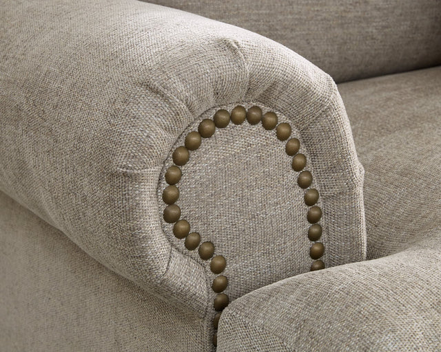 Galemore Quarry Chair and Ottoman set in Quarry fabric showing front angle