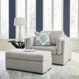 Evansley Pewter Chair and Ottoman, front angled view