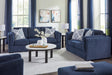Evansley Navy Sofa, Loveseat, Chair and Ottoman main view