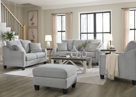 main view of Adlai Shadow 4-piece sofa set showing sofa, loveseat, chair, and ottoman