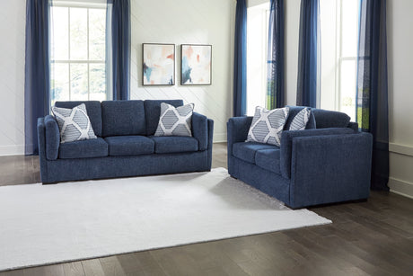 Evansley Navy Sofa and Loveseat main view