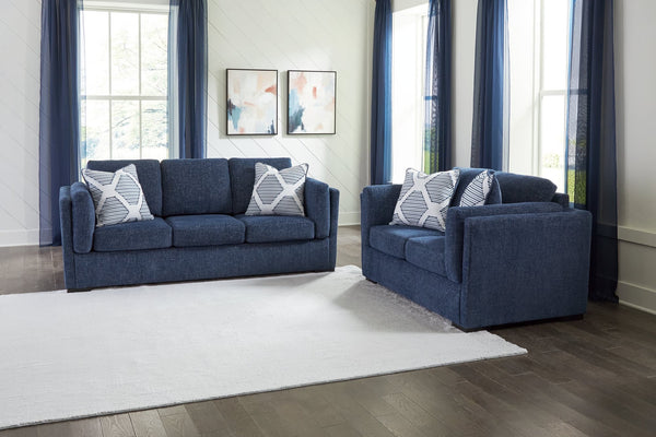 Evansley Navy Sofa and Loveseat main view