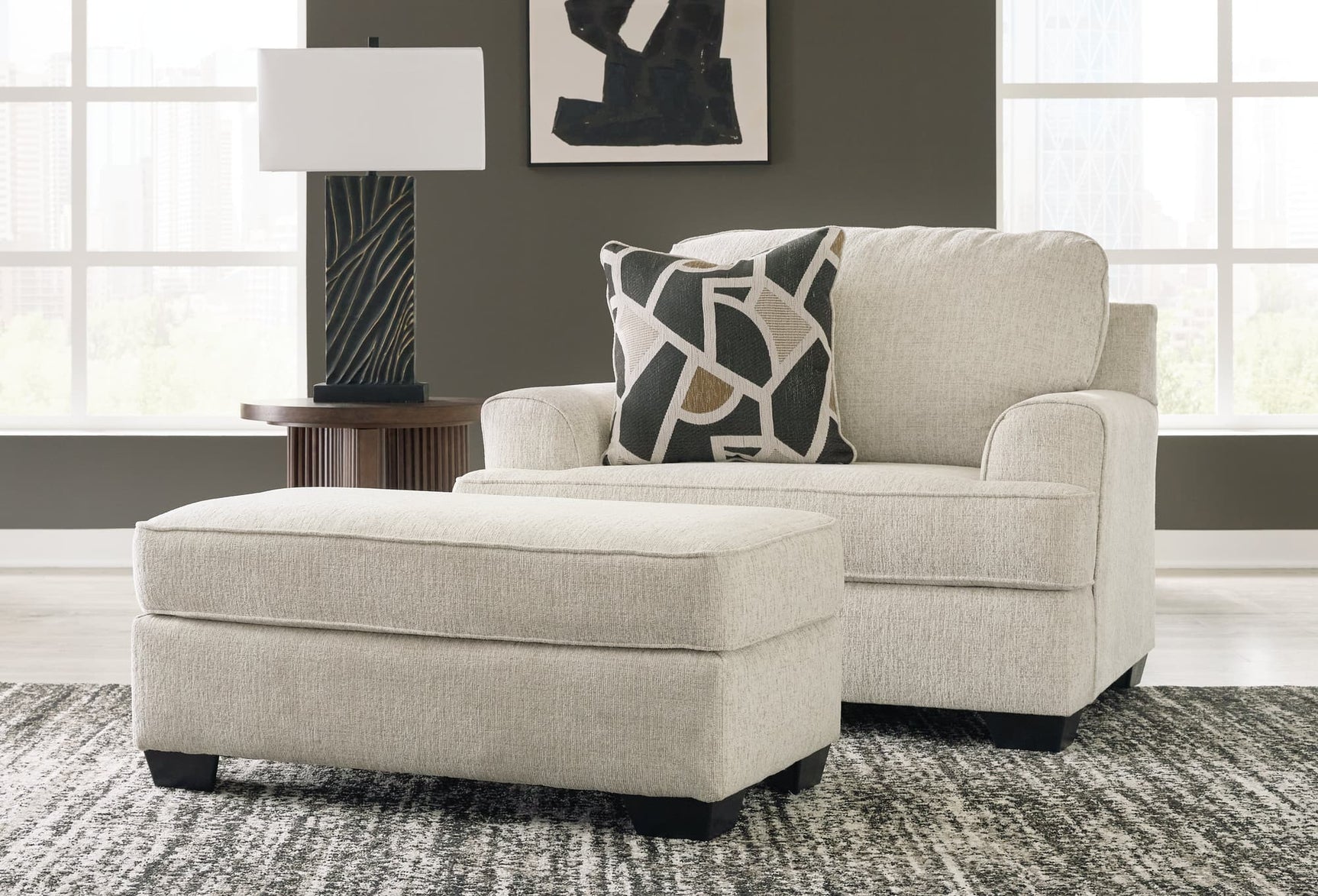 Heartcort Quartz Chair and Ottoman set angled view