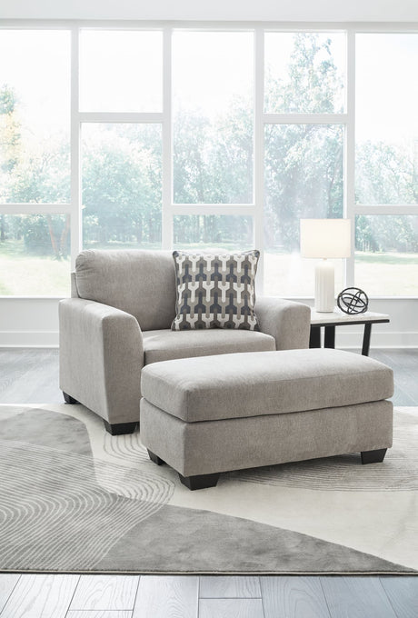 Avenal Flannel Park Chair and Ottoman set in flannel color front angle