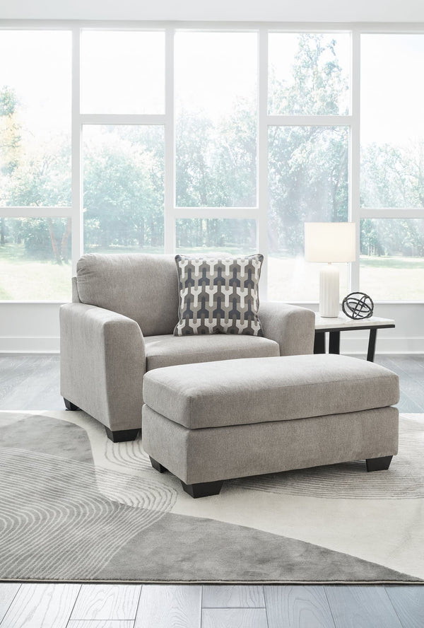 Avenal Flannel Park Chair and Ottoman set in flannel color front angle