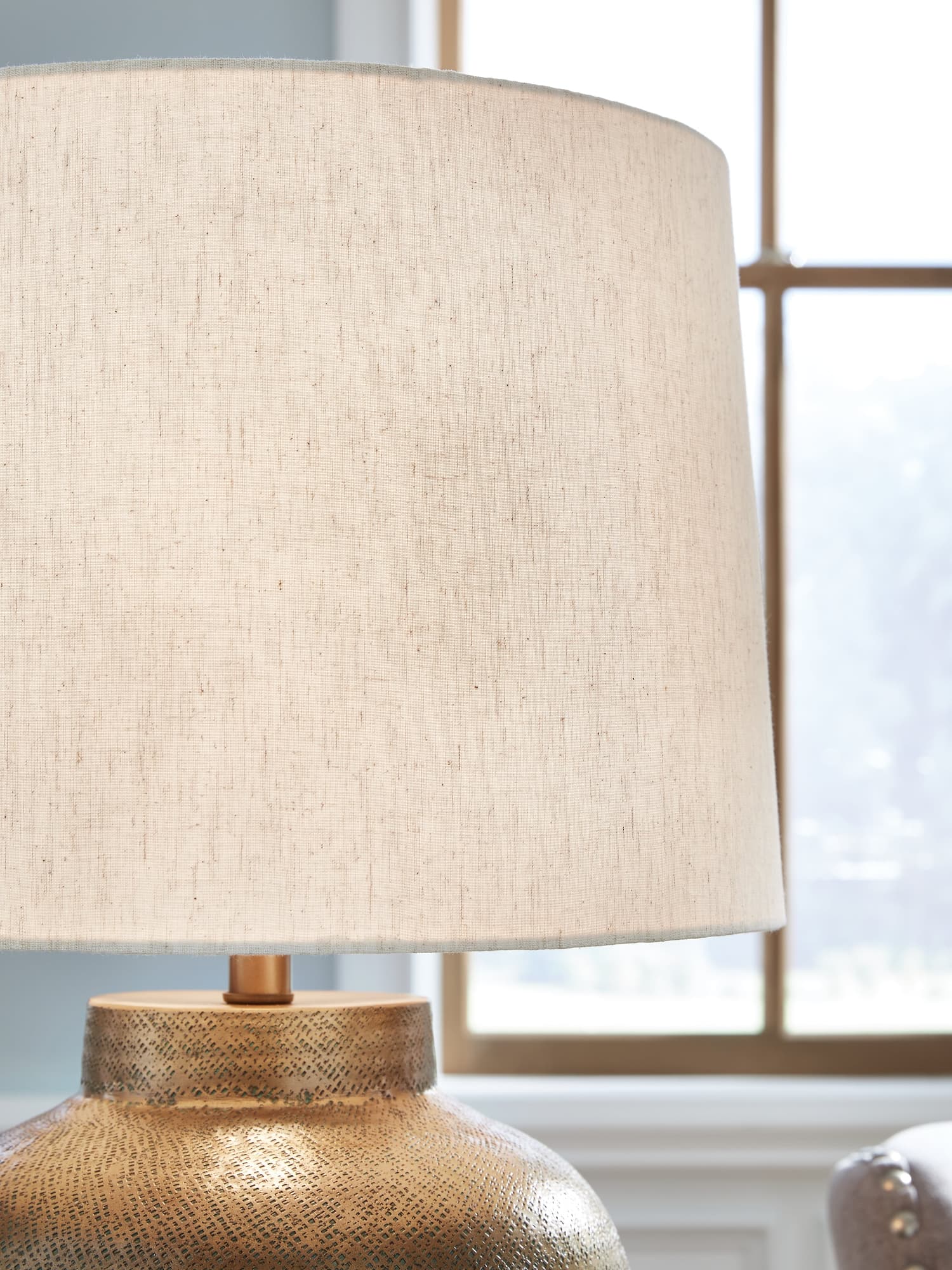 Madney antique gold finish 2-piece table lamp set, front view