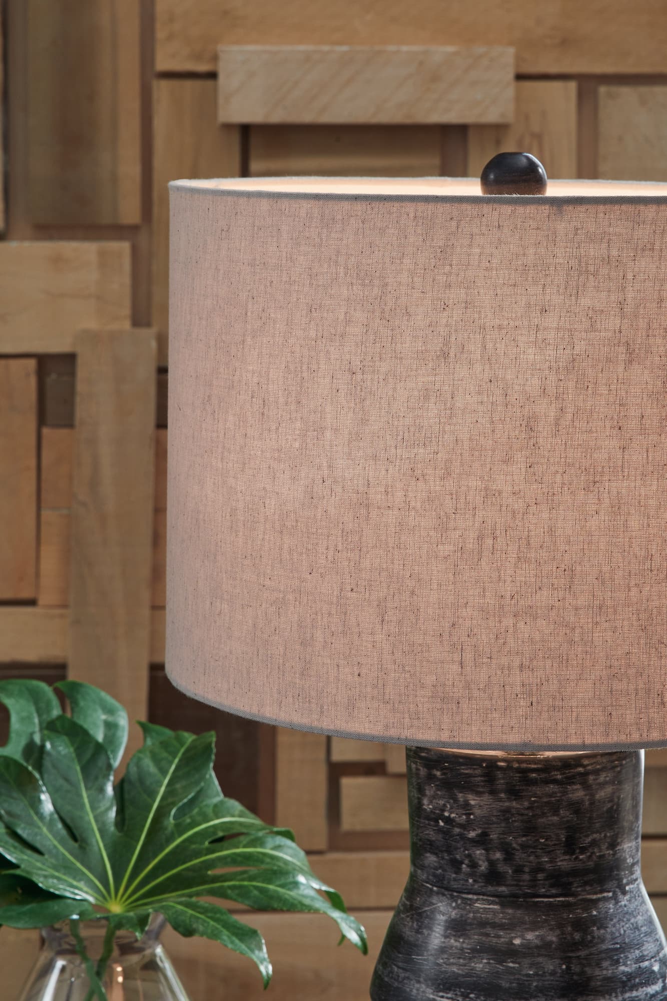 Kerbert distressed black 2-piece table lamp set front view