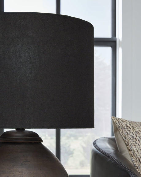 Naareman metallic black table lamp set front view