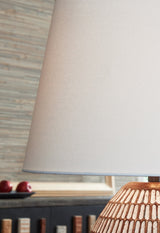 Darrich beige and white 2-piece table lamp set front view
