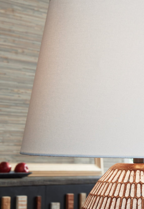 Darrich beige and white 2-piece table lamp set front view