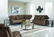 Top Chocolate Tier 5-Piece Sectional Sofa with Recliner in chocolate corduroy upholstery, front view