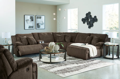 Top Chocolate 6-Piece Reclining Sectional Sofa front view