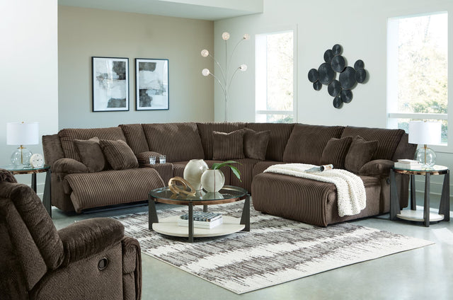Top Chocolate 6-Piece Reclining Sectional Sofa front view