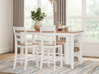 Gesthaven natural and white counter height dining table with four barstools - front view
