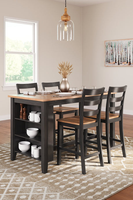 Gesthaven natural and brown counter height dining table frontal view