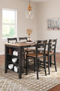 Gesthaven natural and brown counter height dining table frontal view