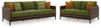 Horizon outdoor sofa front view with green cushions