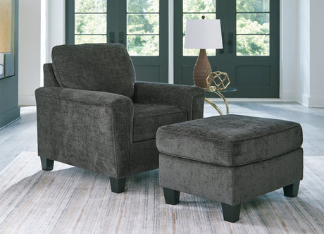 Erinslane Dusk Chair and Ottoman front angle showing chair and ottoman