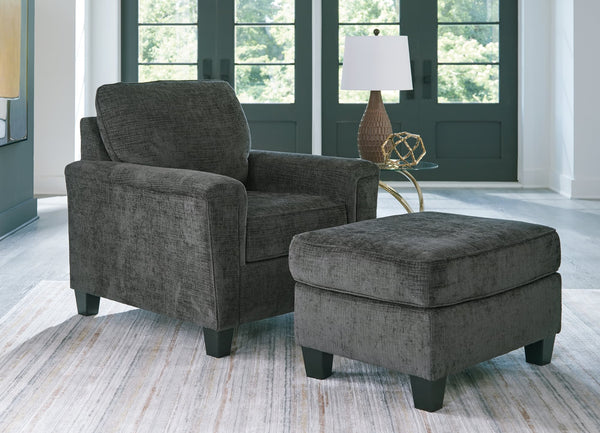 Erinslane Dusk Chair and Ottoman front angle showing chair and ottoman