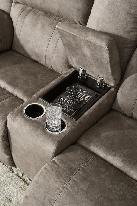 Laresview Fossil Reclining Sofa and Loveseat front angle