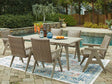 Cliff Beige Trails outdoor dining table and six wicker chairs set