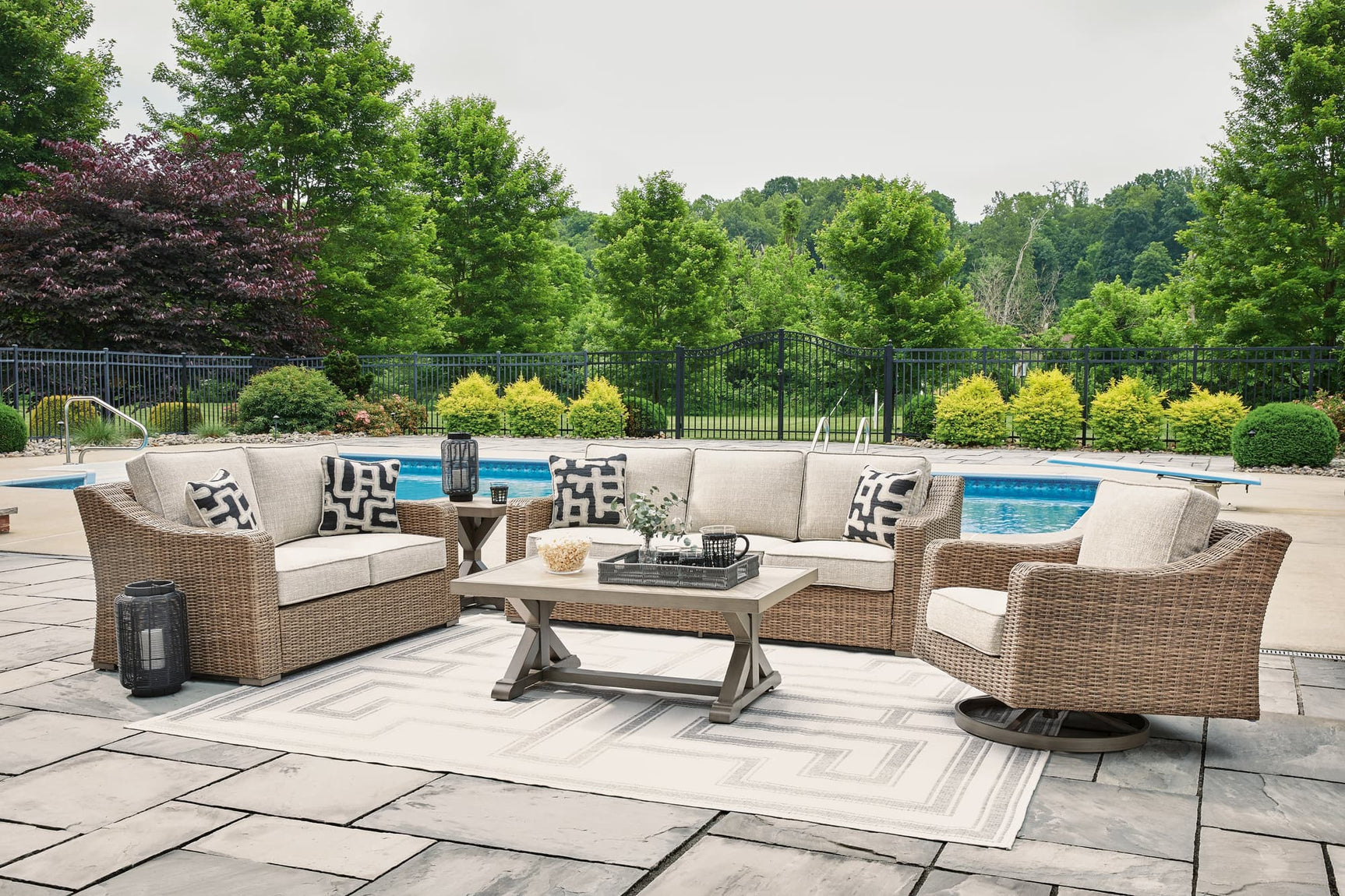 Beachcroft Beige Outdoor Sofa frontal view