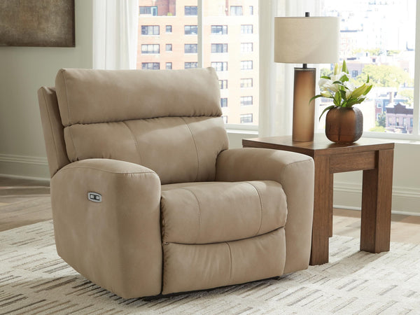 Next-Gen DuraPella Sand Microfiber Power Recliner main view front angle
