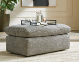 Dramatic Granite Chenille Ottoman front view