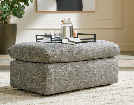 Dramatic Granite Chenille Ottoman front view