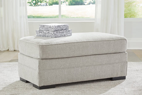 Eastonbridge Shadow chenille ottoman angled view