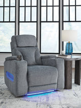 Front view of Studio Cave Steel Power Recliner with Next-Gen Nuvella™ chenille fabric