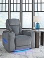 Front view of Studio Cave Steel Power Recliner with Next-Gen Nuvella™ chenille fabric