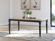 Brenkerton grayish brown and black mango wood dining table front view