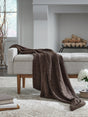 Anawood Brown Chenille Throw Blanket folded
