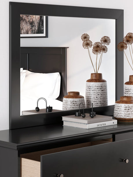 Maribel black bedroom mirror angled side view