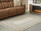 Idaman Taupe and Brown Medium Hand-Tufted Rug full top view