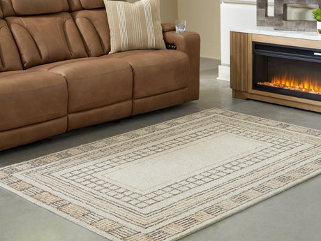 Idaman Taupe and Brown Medium Hand-Tufted Rug full top view