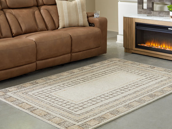 Idaman Taupe and Brown Medium Hand-Tufted Rug full top view