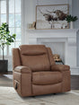 main view of Status Check Caramel Faux Leather Recliner