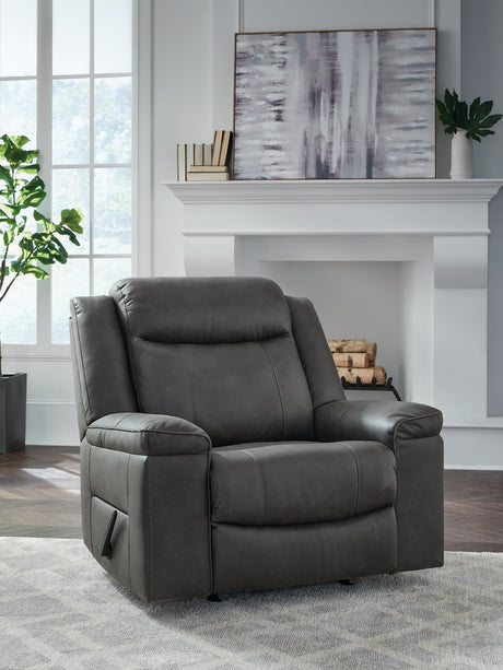 Status Check Shadow faux leather recliner, front view