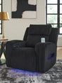 Forest Lake Black Chenille Velvet Power Recliner front view