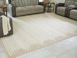 Emorymore Brown and Beige Extra Large Wool Rug viewed flat from above
