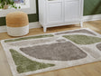 Anburgh Medium Rug Green Gray Ivory full view on floor