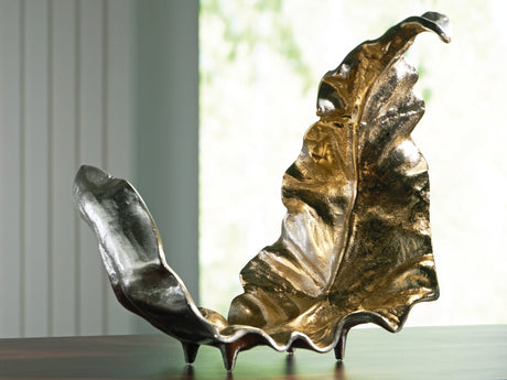 Darinsen gold and silver finish leaf sculpture side view